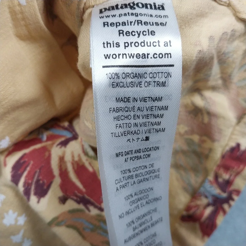 Patagonia Shirt Boys Large Yellow Pataloha Floral Hibiscus Tropical 62495 Short